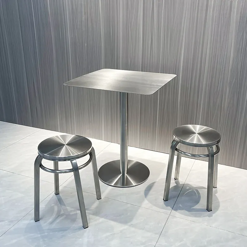 Stainless Steel Dining Tables Sfor Milk Tea Shop Coffee Table Outdoor Cafe Commercial Furniture Simple Durable Round Stool