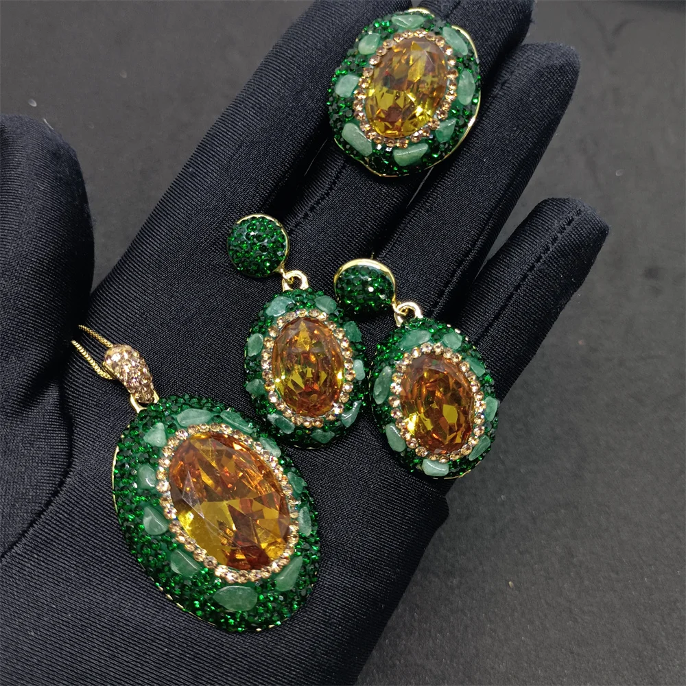 

Sudan Stone Pendant, Necklace, Ring, Earring Set, Female Personality, Fashion, Simple, Luxury, and Exquisite Jewelry for Ladies