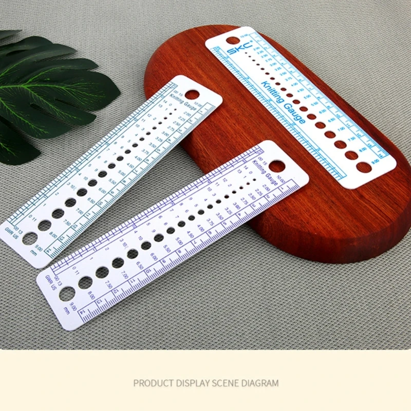 Knitting Needle Gauge Ruler Multifunctional Knitting Tool White