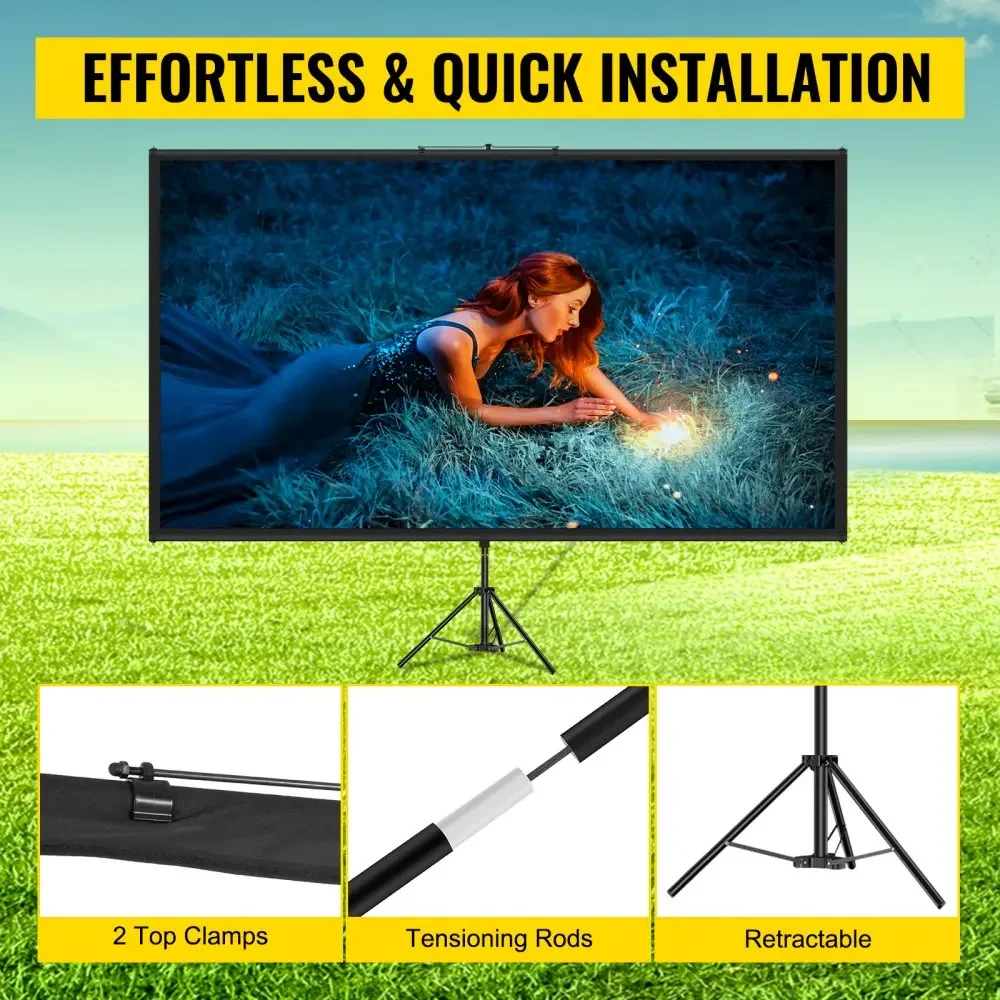 16:9 4K HD adjustable tripod projector screen stand 60/70/80 90/100/110Inch for indoor&outdoor projection