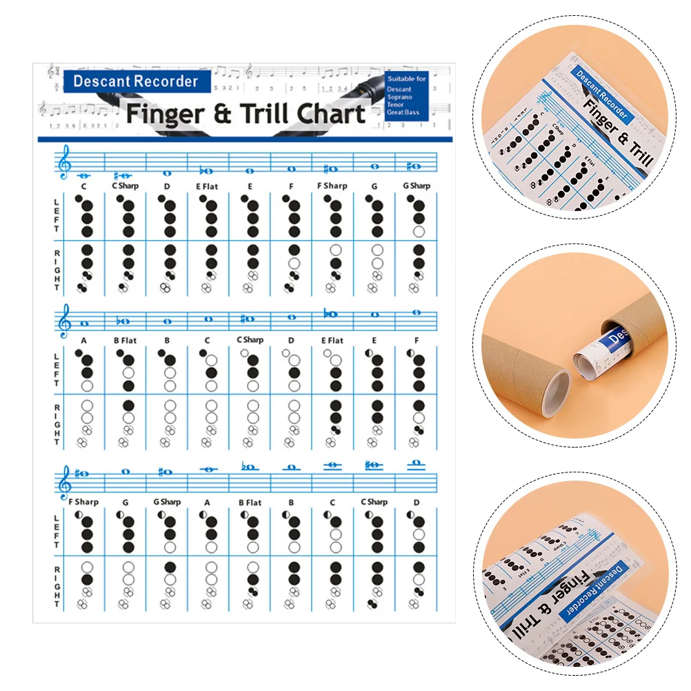 

Clarinet Supplies Note Practice Chord Chart for Flute Finger Guide 157g Coated Paper Poster Beginner