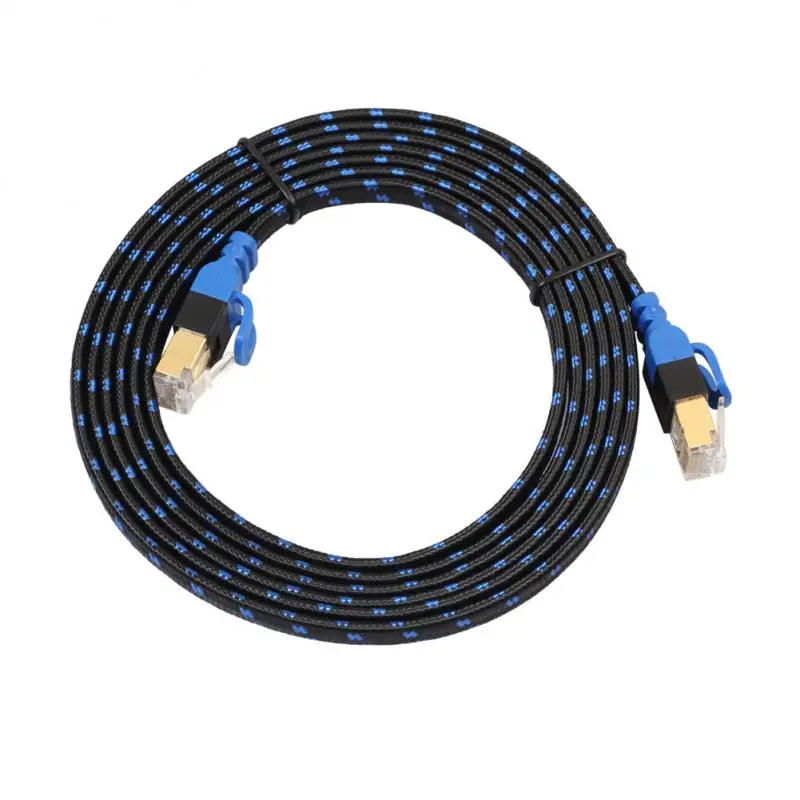 CAT7-2 플랫 10G 네트워크 케이블, 이중 차폐 순수 구리 네트워크 케이블, RJ45 이더넷 고속 패치 코드, 노트북 케이블