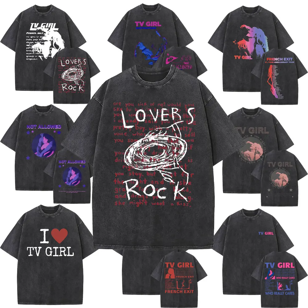 Lavato Vintage Cults Tv Girl Lovers Rock Song Tshirt French Exit Album Poster Merch T-Shirt Uomo Donna Moda T-Shirt Oversize