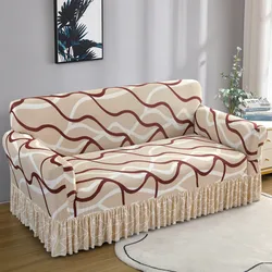 Elegant Elastic Sofa Slipcover with Skirt - Stylish Furniture Protector for Home and Office Decor (Color 10)