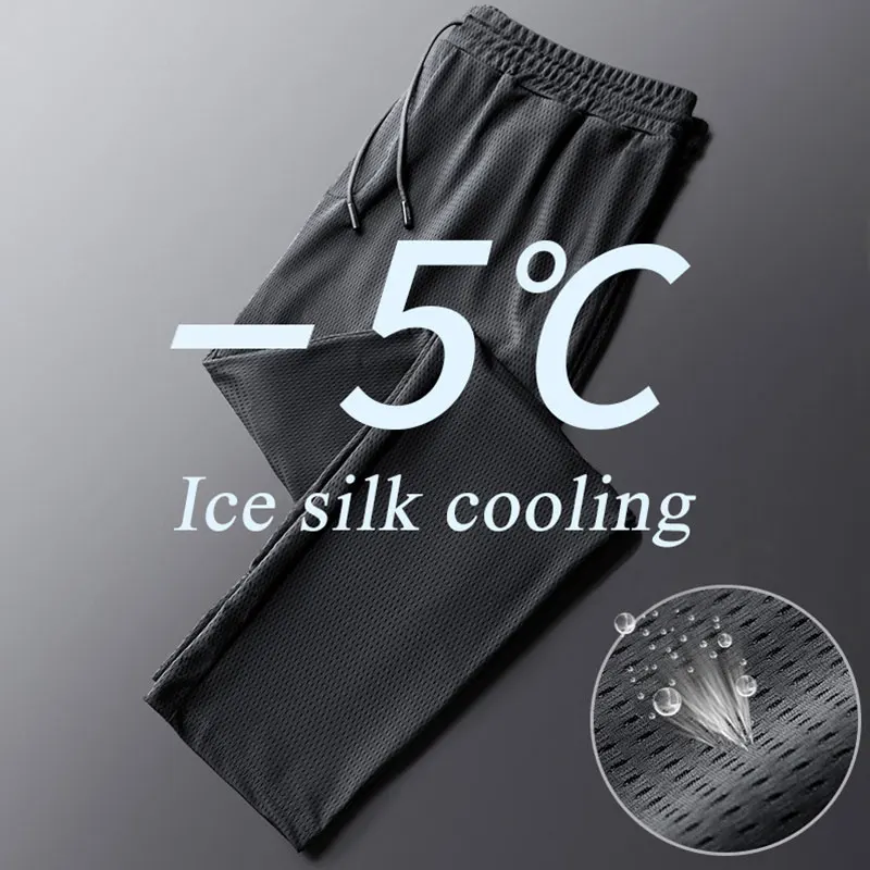 Men's Summer Ice Silk Pants Mesh Breathable Men's Casual Thin Pants
