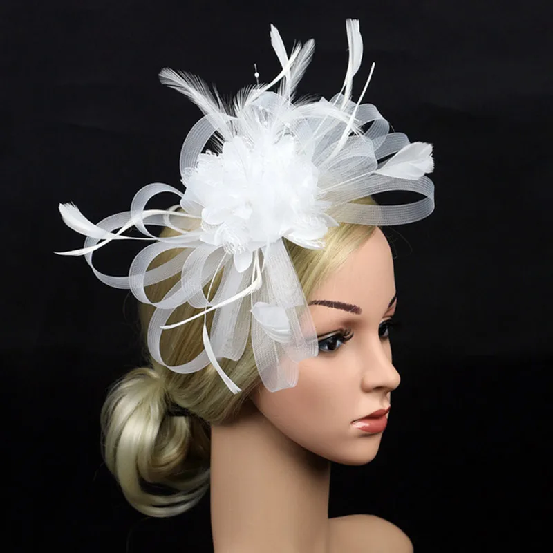 

54 Styles Net Yarn Feather Bow Hair Clip Big Flower Headband Handmade Women Mini Hat Wedding Party Head Decorating Accessories