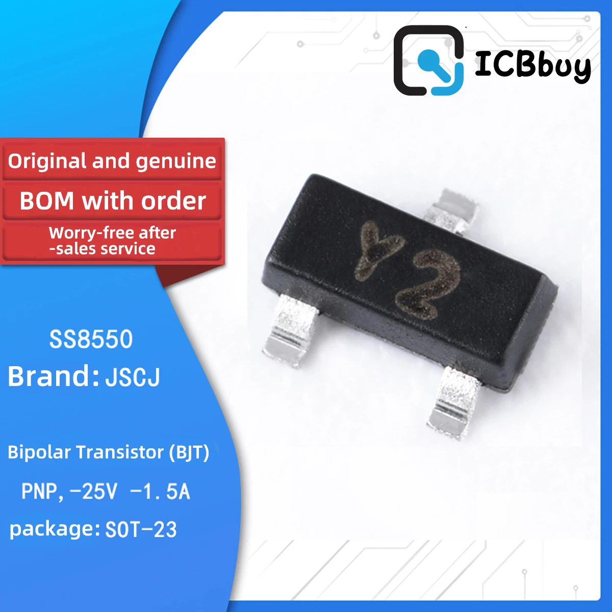 100 3000PCS SS8550 Y2 SOT 23 PNP Transistor 25V/1.5A SMD Transistor