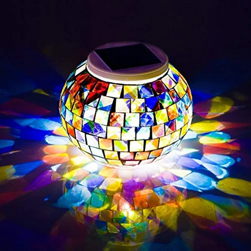 Color Changing Solar Powered Glass Mosaic Ball Led Garden Table Outdoor Waterproof Night Lamp for Decorations Ideal Gifts garden mosaic outdoor pizza oven big round table top pizza wood oven dome charcoal simple operation wood fired pizza oven