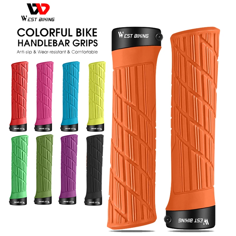 Mountain Bike Grips In Silicone Con Doppio Bloccaggio – Antiscivolo, Ammortizzanti, Per Manubrio 22mm, 6 Stili
