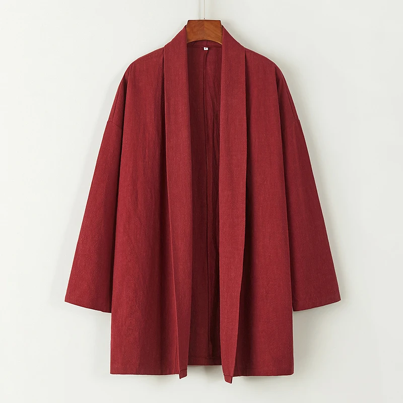 

Chinese Tang Suit Ancient Style Hanfu Sinicism Cotton Linen Cloak Coat Retro Zen Clothing Taoist Robe Gown Men's Cardigan