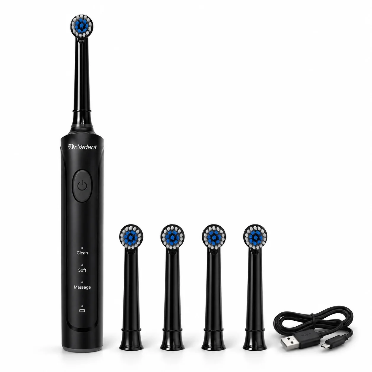 Dr.Yadent Rotating Electric Toothbrush IPX7 Waterproof 3 Modes 4 Toothbrush Head Rechargeable Battery for Adult Deeper Cleaning 1