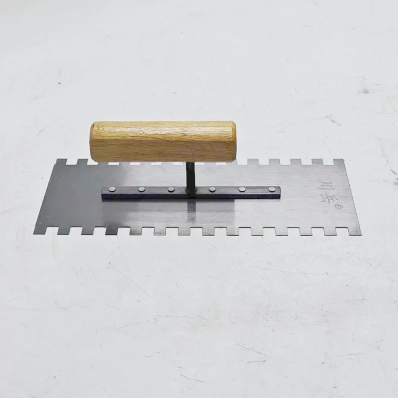 Double Side 10mm Teeth Carbon Steel Blade Smoothing Spatula Scraper Putty Knife Wall Spatula Construction Tools For Tile Paving