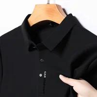 POLO à manches courtes pour hommes, couleur unie, haut élastique respirant et confortable, nouvelle collection 4