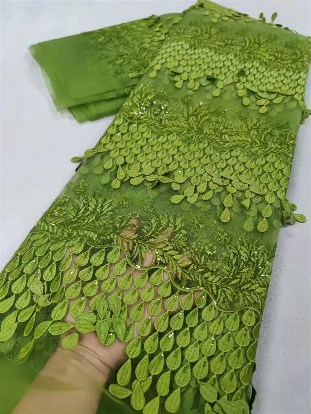 African Nigerian Tulle Sewing Lace Fabric,Guipure Embroidery Dresses,Sequins,High Quality,Latest,Organza 5Yards,LY6392,2025