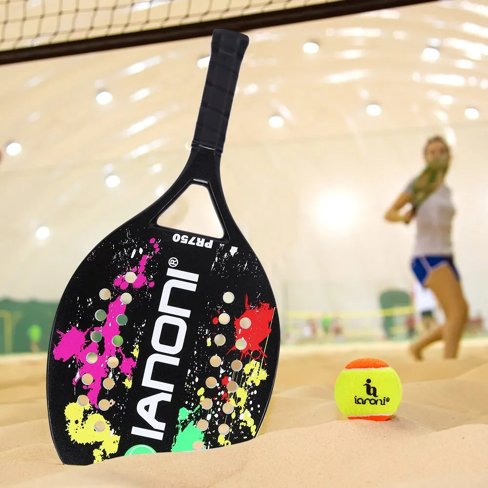 IANONI Beach Tennis Racket,Carbon Fiber Grit Face with EVA Memory Foam Core Beach Tennis Racket