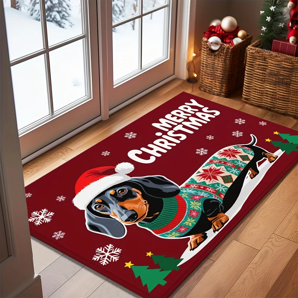 Christmas Dachshund Welcome Mat 1