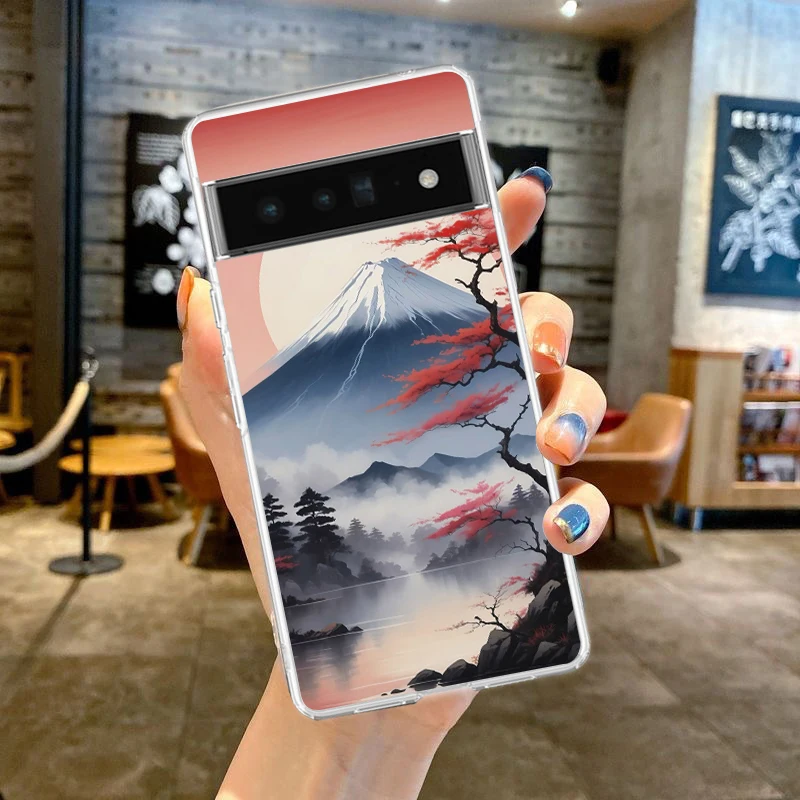 Japan Mount Fuji Painting Cherry Blossom Soft TPU Phone Case
