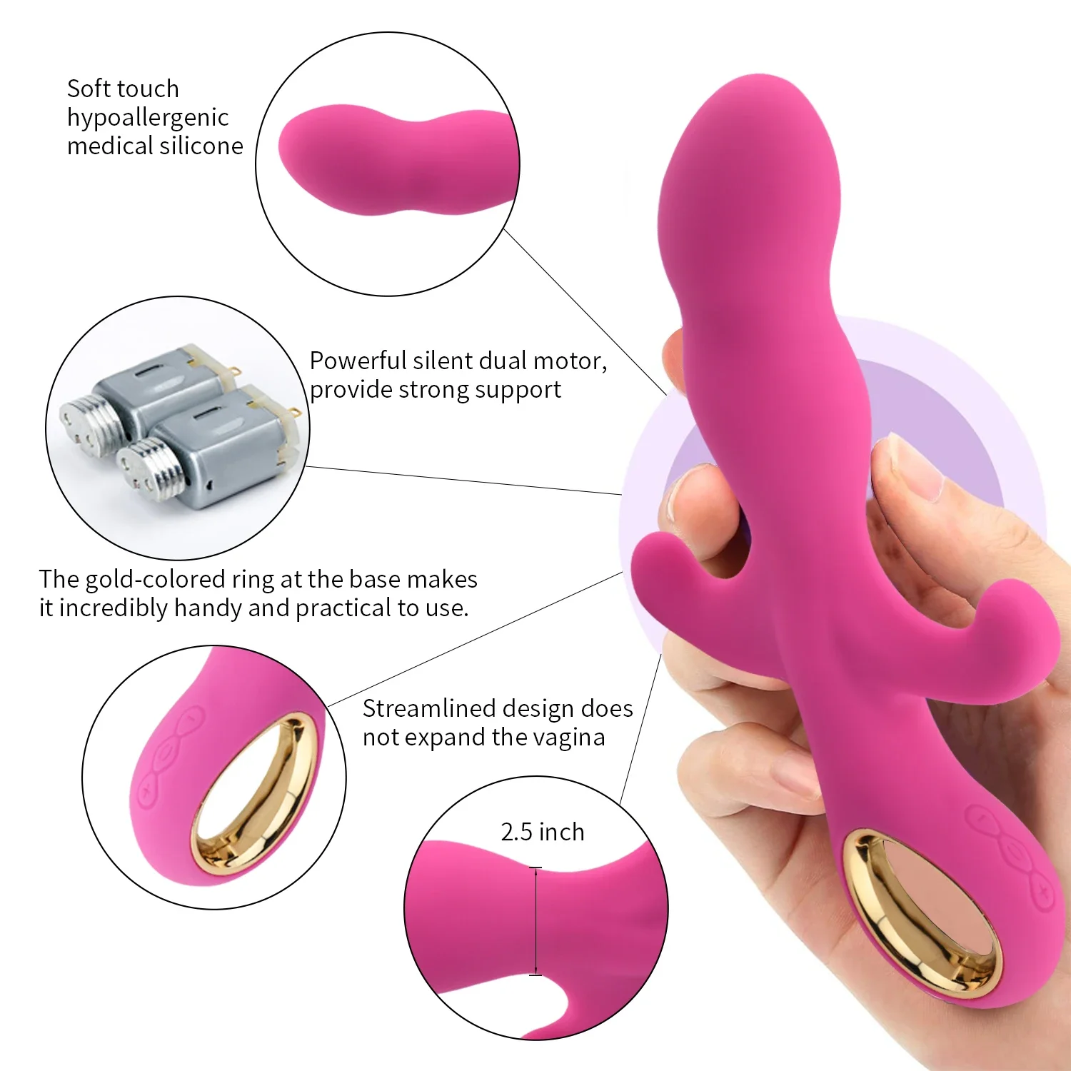 Three Head Vibration G Spot Clit Clitoris Stimulator Massager Female Powerful Masturbator Dildo Vibrating Sex Toys for Woman