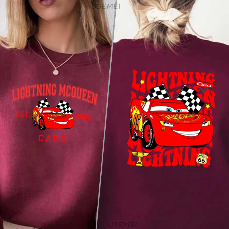 Lightning McQueen Car Graphic Sweatshirts Harajuku Funny Men Women Cars Hoodies Long Sleeve Pullover Crewneck Sweatshirts 2