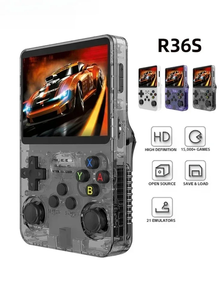 64G/128G R36S Retro Handheld Video Game Console Linux System 3.5 Inch ...