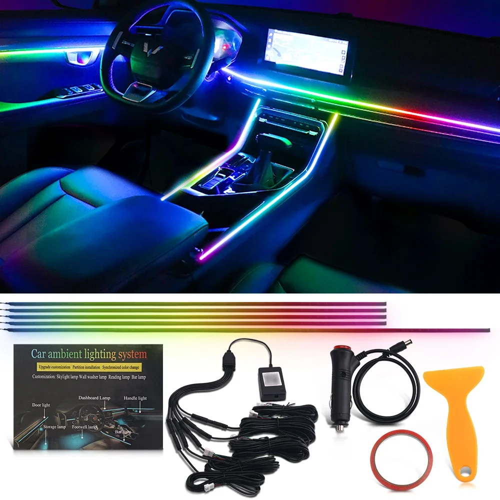 

6 in 1 5 in 1 2 in 1 Symphony Car Atmosphere Lamp LED 213 Color RGB Rainbow Acrylic Strip Led Interior Decoration Ambient Light
