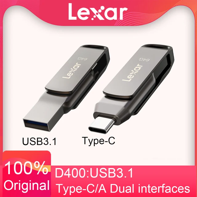 Original Lexar JumpDrive D400 Dual USB Drive Type C/A Memory Stick 32GB 64GB 128GB 256GB USB Type C Disk Dual Flash Disk For PC 1