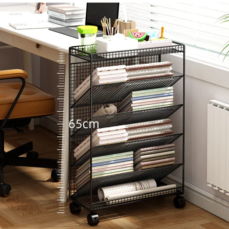 Children's Bookcases Floor Shelves Desk Side Simple Children's Movable Wheeled Book Storage Bookshelves Children's Furniture R