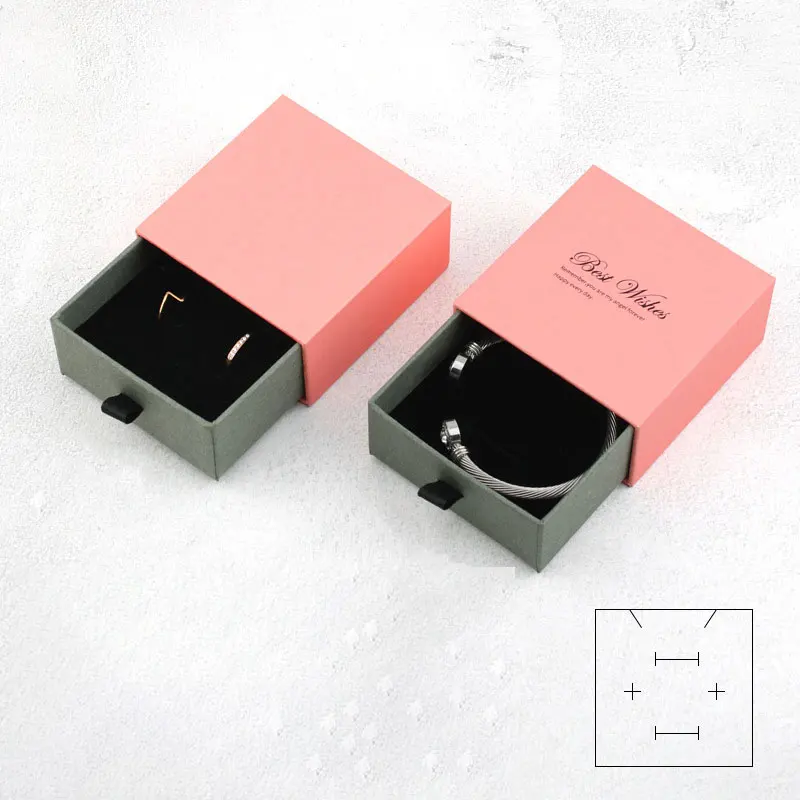 10pcs Contrast Color Pull-out Cardboard Jewelry Box Greeting Card for Necklace Ring Gift Display Creative  Packaging Case