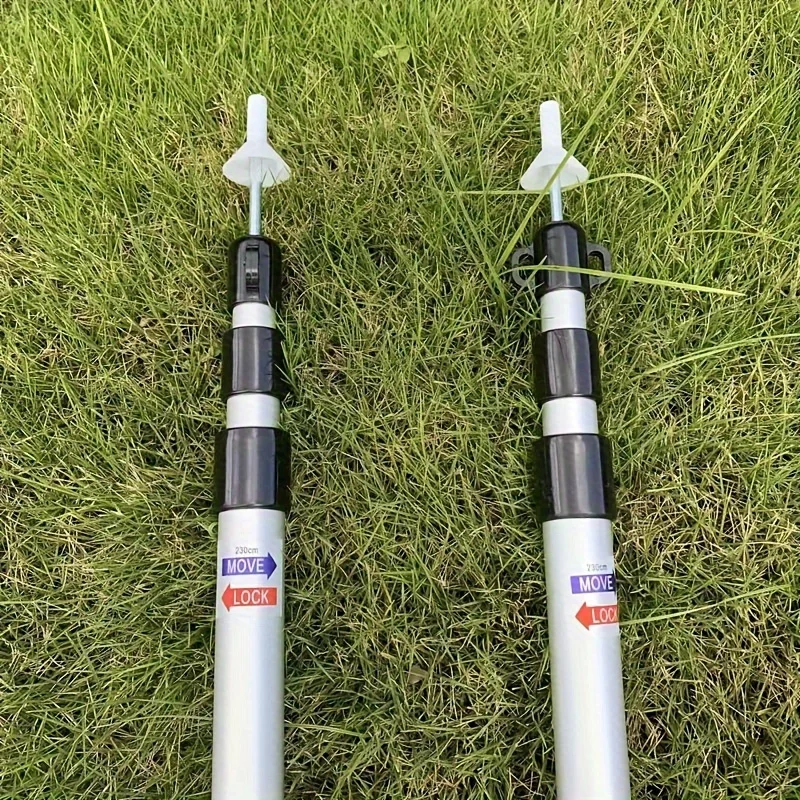 2pc Adjustable Aluminum Alloy Tent Pole Triple Section Outdoor Canopy Support Rod Silvery Canopy Pole Support Rod Telescopic