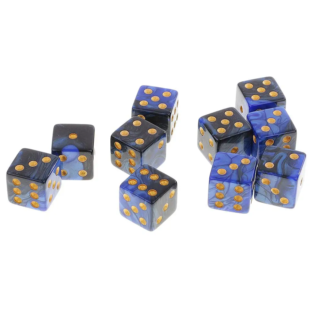 MagiDeal 10Pcs Six Sided D6 Dice Digital Dices Set for RPG Game Funny Family Dice Sport Gifts