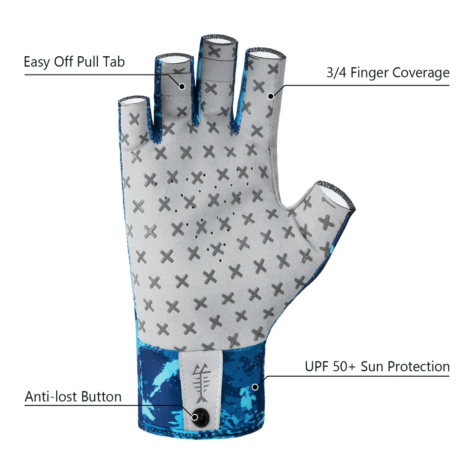 Gants De Pêche Mi-Doigts Anti-UV – Protection Solaire & Prise Renforcée Pour Vélo, Rando, Canoë | Tissu Respirant
