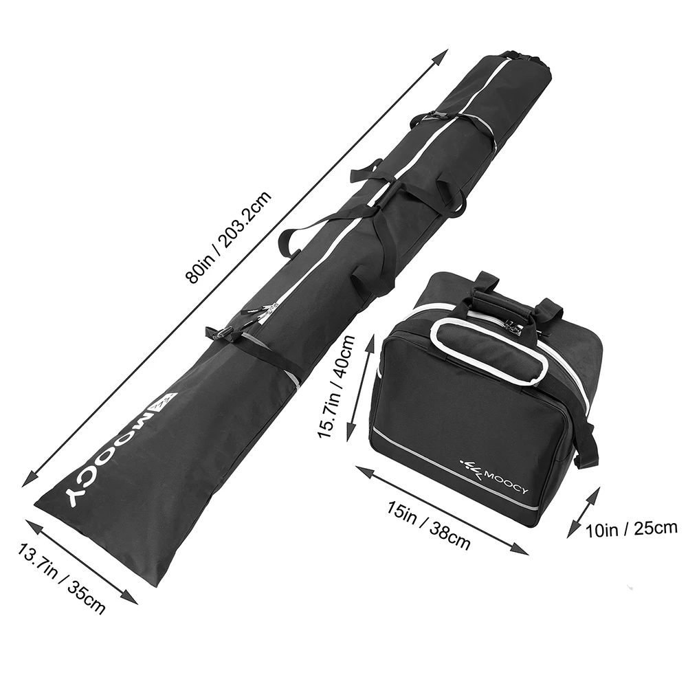 2Pcs Ski Bag Set Snowboard And Boot Bag Large Capacity Storage Waterproof Skis Backpack Skiing Duffle Bags Set