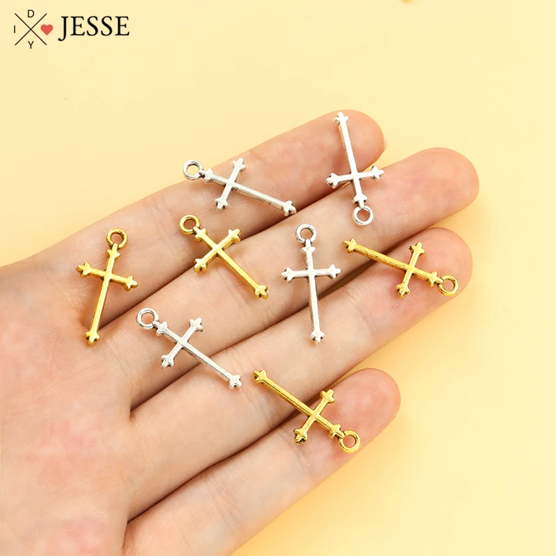 

50pcs Retro Gold/Silver Color Crosses Metal Alloy Charm Pendant Making DIY Earrings Bracelets Handmade Jewelry Gifts Accessories