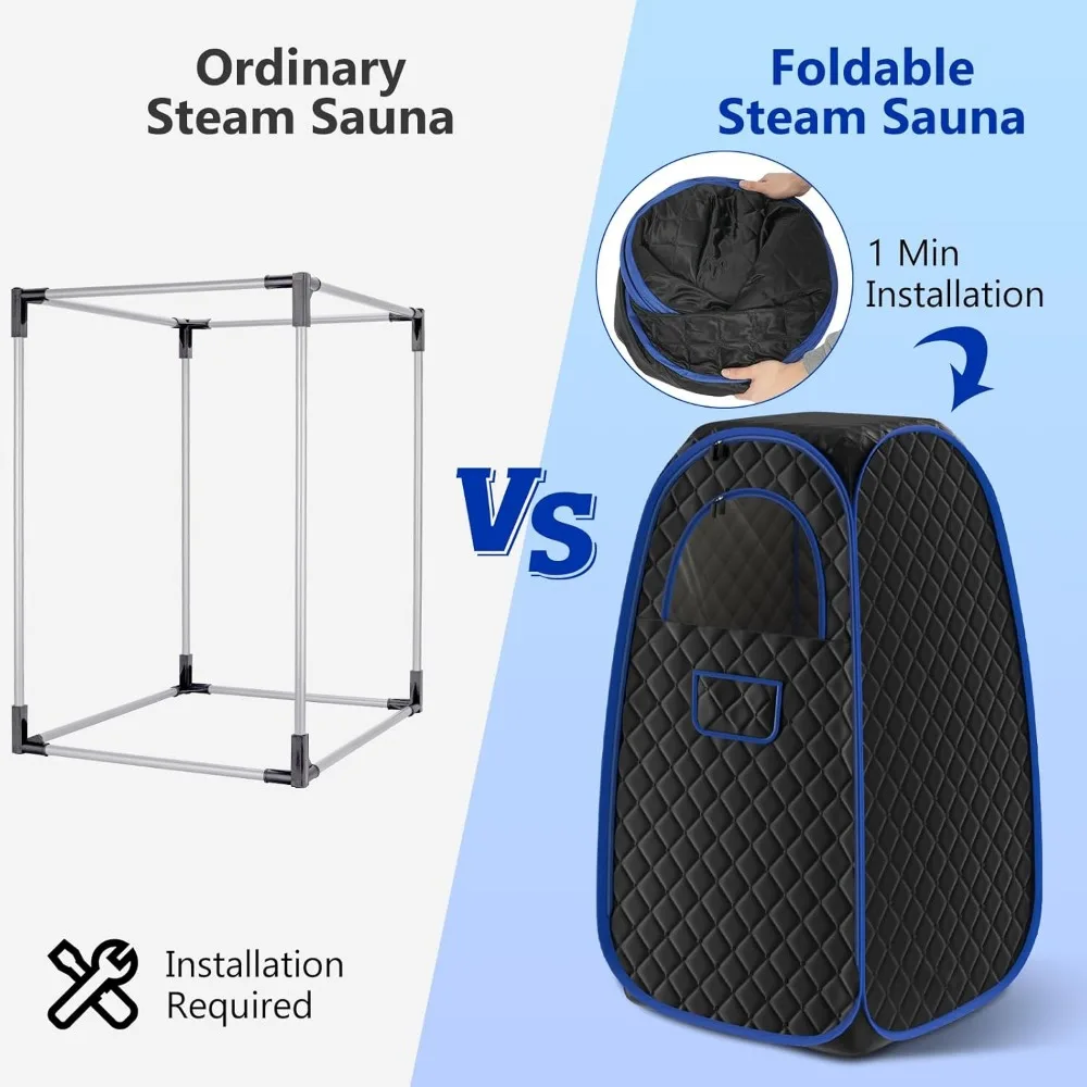 Foldable Steam Sauna, Portable Sauna for Home, Sauna Tent Sauna Box with 2.6L Steamer, Remote Control, Folding Chair, 9 Levels 3