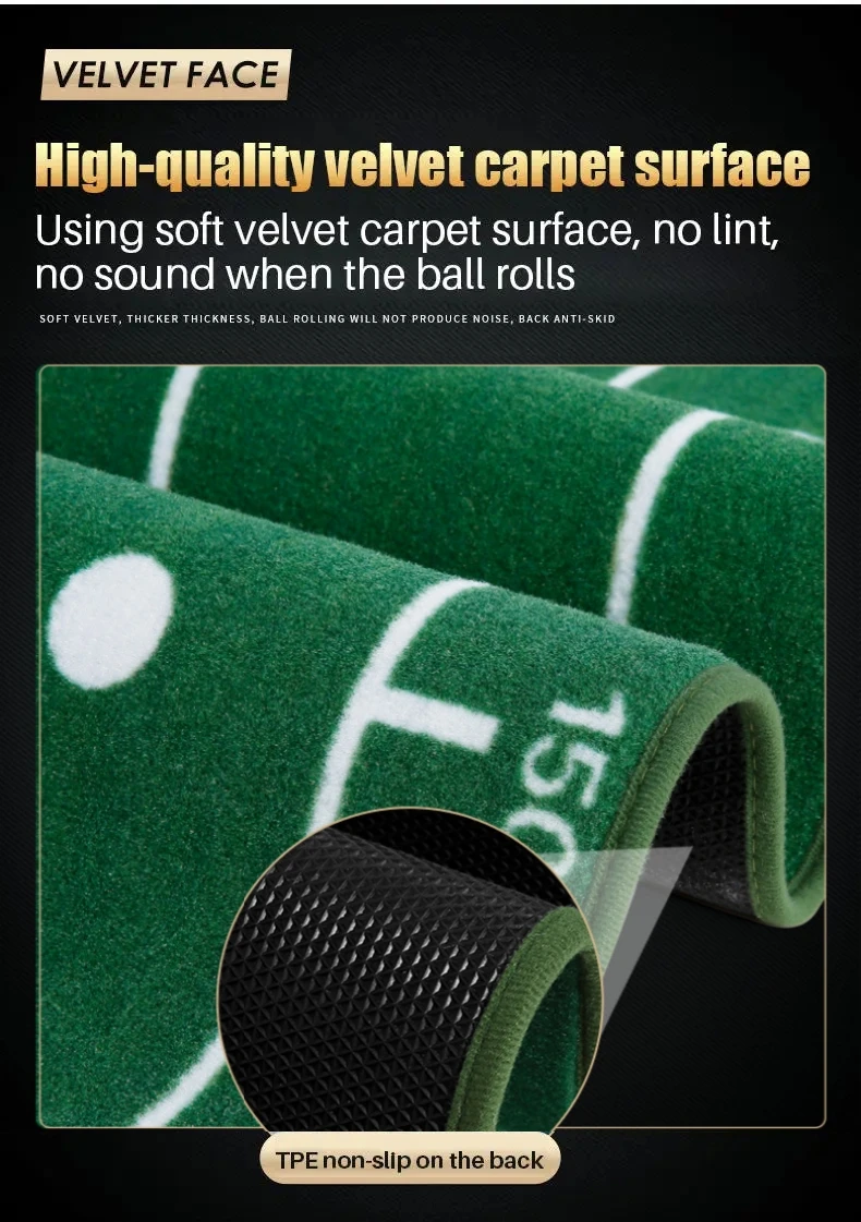 Description Picture 3 of itemPGM Golf Putter Trainer Set Golf Practice Putting Mat Ball Return 3M Indoor Golf Green Fairway Trainer With Baffle Training Aids