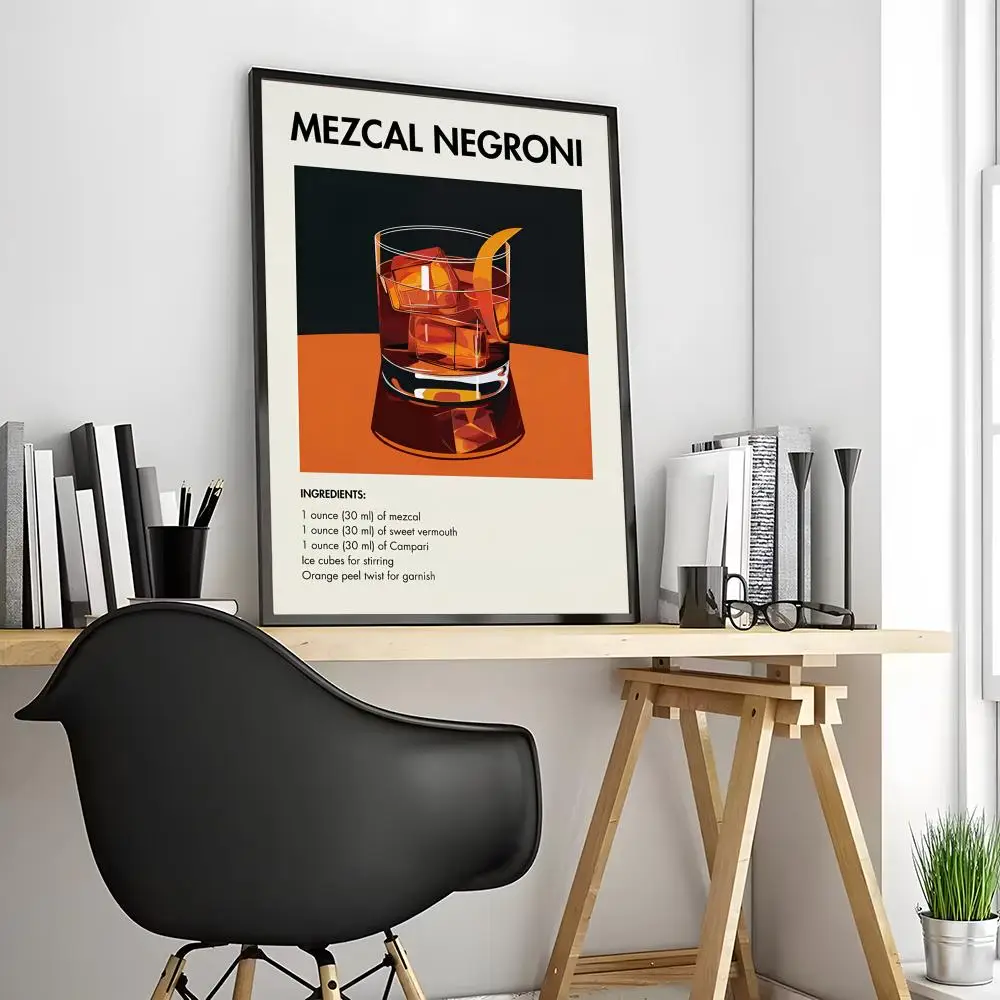 예쁜 N-Negroni 맥주 아트 포스터 방수 캔버스 주름 방지 벽 예술 거실 침실을위한 쉬운 걸이형 홈 장식