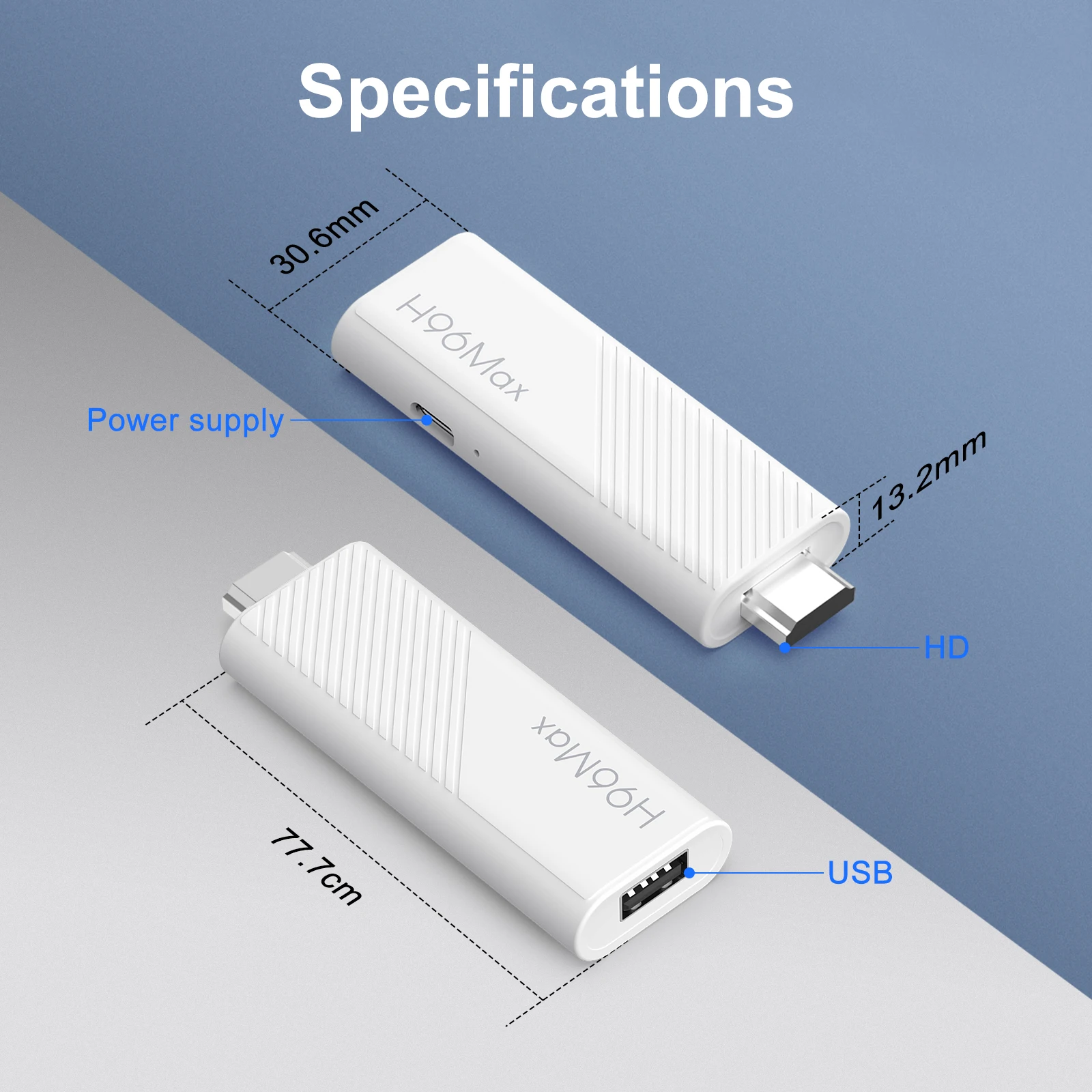 H96 Max H313 TV Stick Android 14.0 Support 4K Wifi6 BT5.0 Quad Core ARM Cortex A