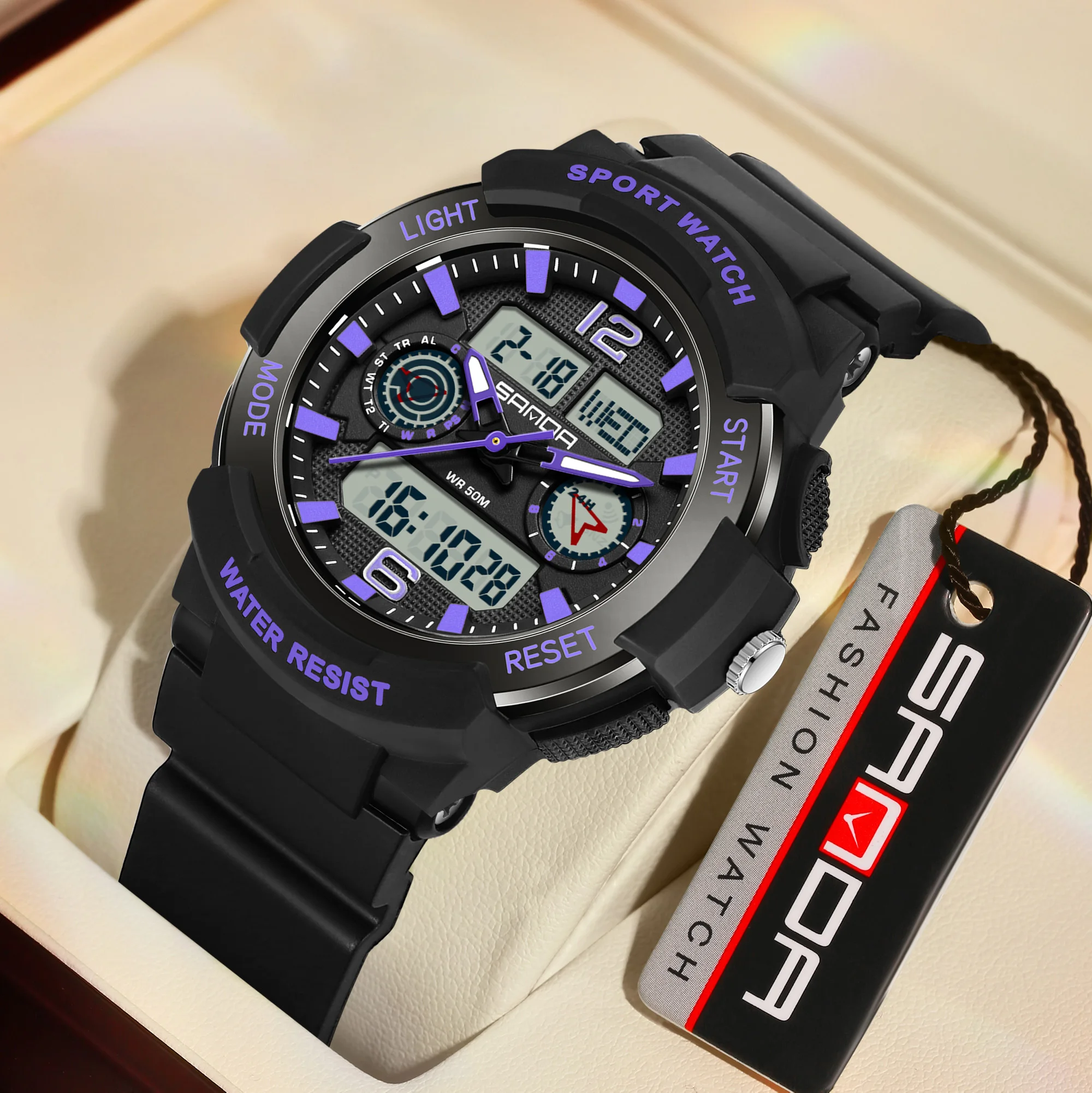 Fashion SANDA Brand Men Watches Sports Pedometer Countdown 50M Waterproof Digital Watch Military Wristwatch Relogio Masculino 3