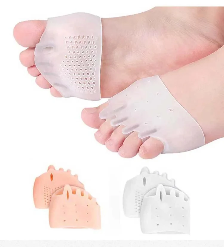 2pcs Silicone Forefoot Pads Gel Insoles Pads Toe Separator Cushion Pad Pain Relief Insoles Finger Toe Valgus Corrector Gel