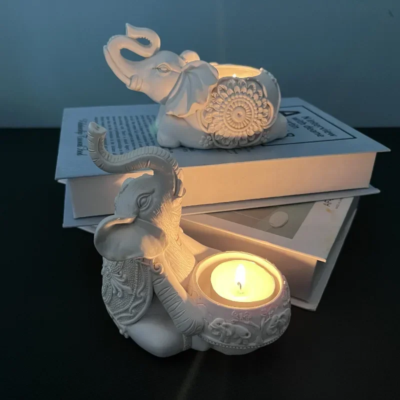 Animal Candle Holders Elephant Trunks Up Sculpture Tealight Candle Holder Decorative Small Stick Holders Good Lucky Gifts candle holders