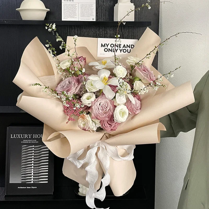 

Matte waterproof floral paper Packaging materials for flower bouquets and flower shops High quality solid color floral material