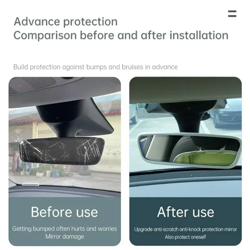 Rear View Mirror Protector Cover Car Interior Modification Silicone Rearview Mirror Protective Sleeve Frame For Tesla Model 3/Y
