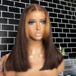 Reddish Brown Natural Hairline Lace Front Wig with Layered Butterfly Cut - 20inches (Brown with Blonde)