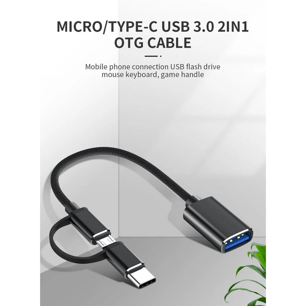 N88R 2 In 1 USB 3.0 OTG 어댑터 케이블 유형-C 마이크로 USB-USB 3.0 인터페이스 변환기(핸드폰 충전 케이블 라인용)