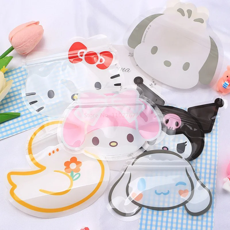 Ziplock Storage Bag 30/60/120pcs Sanrio Cartoon Ziplock Bag Anime Cute Kurome Melody Transparent Special Shaped Plastic Storage Bag Sealed Gift