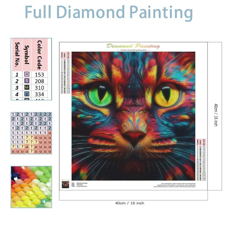 Diamond Painting CHENISTORY 5d Diamond Painting Kit Full Square/Round Drill Abstract Cat Mosaic Diamond Embroidery Animal Beaded Pictures Home Decor