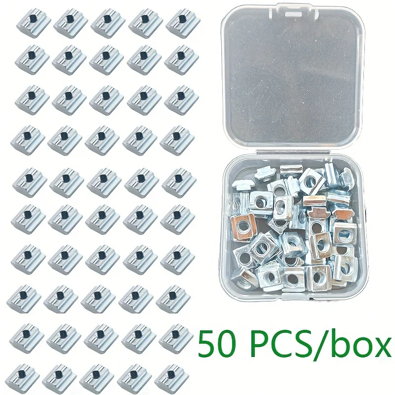 50pcs/lot M3 M4 M5 M6 M8 T Block Square nuts T-Track Sliding Hammer Nut for Fastener Aluminum Profile 2020 3030 4040