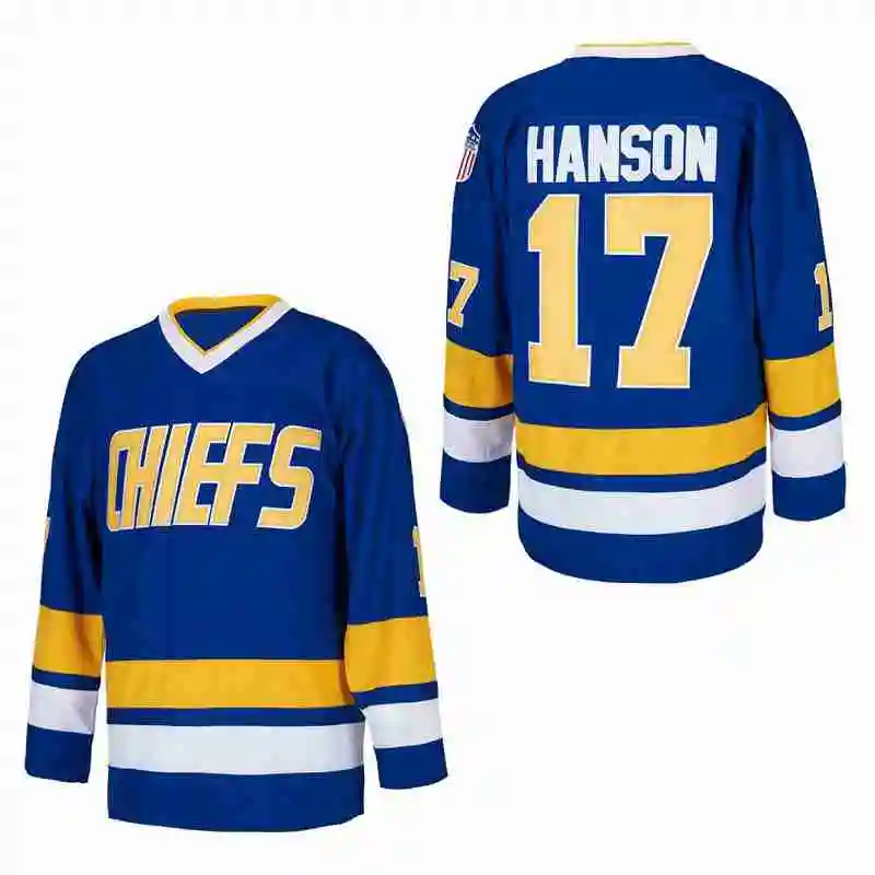 Ice Hockey Jerseys Hanson Brothers Charlestown Chiefs 16 Jack 17 Steve 18 Jeff Movie Hockey Jersey