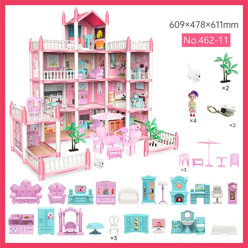 어린이 몬테소리 하우스 3d 조립 인형 성 Diy 수동 인형 집 빌라 공주 성 소녀의 장난감 생일 선물 장난감 집