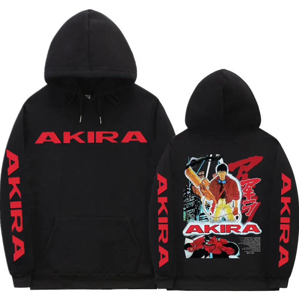 

Vintage Anime Akira Shotaro Kaneda Capsule Double Sided Graphic Print Hoodie Men's Black Streetwear Men Women Fashion Sweatshirt